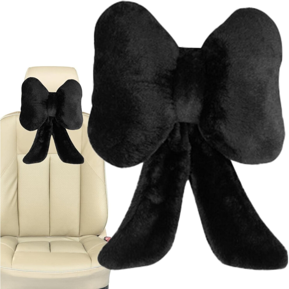 ( Headrest) Car Headrest Pillow,Bow Tie Car Neck Support Pillow | Plush Cute Car Neck Pillow Soft Headrest For Driving Home Black 9009412790920