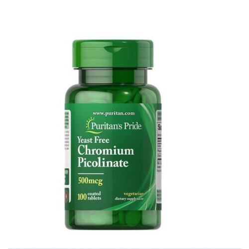 Puritan's Pride PURITAN'S PRIDE Chromium Picolinate 500 mcg, 100 Vegetarian Tablets