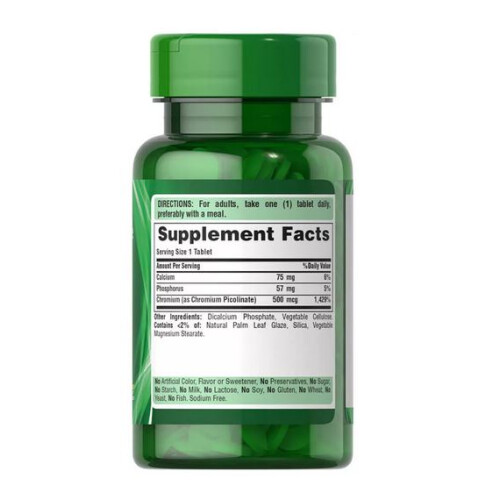 Puritan's Pride PURITAN'S PRIDE Chromium Picolinate 500 mcg, 100 Vegetarian Tablets 1