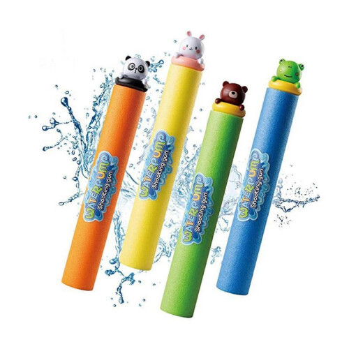 Lot De 4 Pistolets à Eau En Mousse – Couleurs Vives, Légers (40g), Flottent – Jeux D’été Piscine Plage Jardin – Push-pull Facile