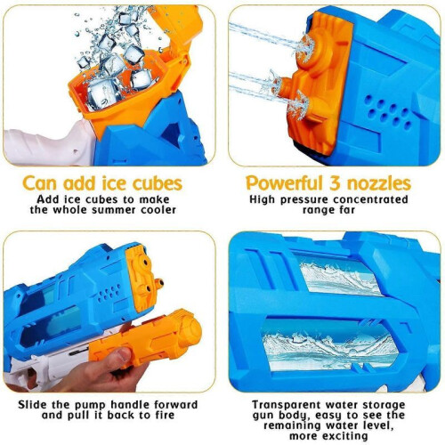 Pistolet à Eau Pour Enfants, 3 Buses, Pistolet à Eau Transparent, 1 200 Cc Jouets Deau Pour Garcons~p138283603