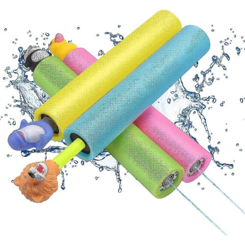 Pistolet à Eau,4 Pièces Pistolet a Eau Mousse Enfant,38 cm Colorée Longue Portée Pistolet Eau Mousse Water Shooter Jouet d'été - Jeux - Jouets