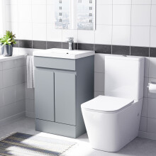 Nes Home Matte Grey 500mm Freestanding Basin Vanity Unit & Close Coupled Toilet