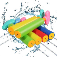 Pistolet à eau éponge, lot de 6 pistolets à eau longue portée de 30 pieds, canon à eau léger et doux,