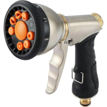 Pistolet d'arrosage de jardin en métal, pistolet à eau haute pression, 9 modes réglables