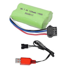 Batterie Lipo 14500 7,4 V 1200 mAh avec chargeur pour jouets électriques, pièces de rechange pour pistolet