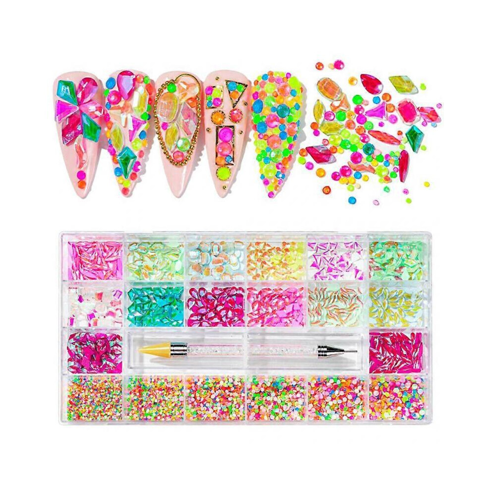 Nail Art Rhinestones Glitter Irregular Pearl 3D FlatBack Rivets Gem Nail Dotting Pen Tool Manicure Kit