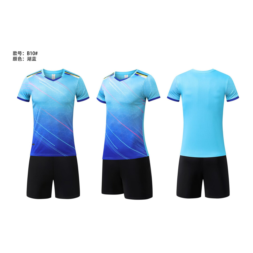 (Lake Blue, S-code (height 145CM-150CM)) New In-Stock Volleyball Uniform Set - Unisex Badminton Shirts, School Table Tennis Match Team Jerseys, Breath-image-OPC-PHPNYJD-NEW