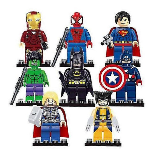 8 pcs Marvel Avengers Super Hero Comic Building Block Figures DC Minifigure Toy Gift null ingen