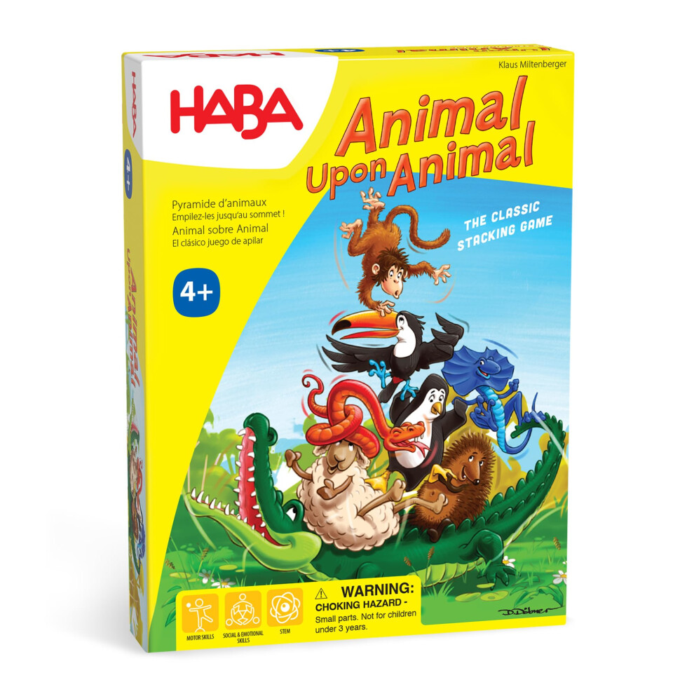 HABA Animal Upon Animal - Jeu d'empilage classique en bois :    dition en petite bo   te Jeux amusants pour les 4 ans et plus et jeux familiaux pour