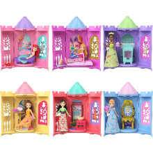 Mattel Disney Princess Tower Surprise, kleine Puppen und Zubeh   r, stapelbare Spielsets mit 4    berraschungen und einem Freund aus den Disney-Filme