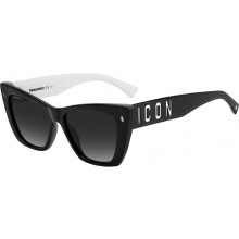 Sonnenbrille - DSQUARED² - ICON 0006/S 80S - Farbe Schwarz - Graue Gläser - Metallrahmen