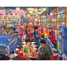 White Mountain Puzzles - Juke Box Diner - Quebra-cabea de 500 peas para adultos e crianas - Atividade divertida para a famlia - 24""""x30""""