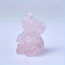 (Rose Quartz) 1 natural quartz crystal elephant statue, carved gem animals, desktop decoration, cute style crystal gift collector