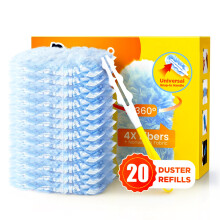Heavy Duty Duster-navullingen voor Swiffer Duster 20 stuks Duster-navullingen met 1 handvat Multisurface 360 ??Dusters met 4X microvezels Ongeparfume