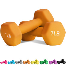 Balelinko Home Gym Equipment Workouts Strength Training Weight Loss Pilates Weights Yoga Sets Weights for Women Men Seniors and Youth 7LB Orange P