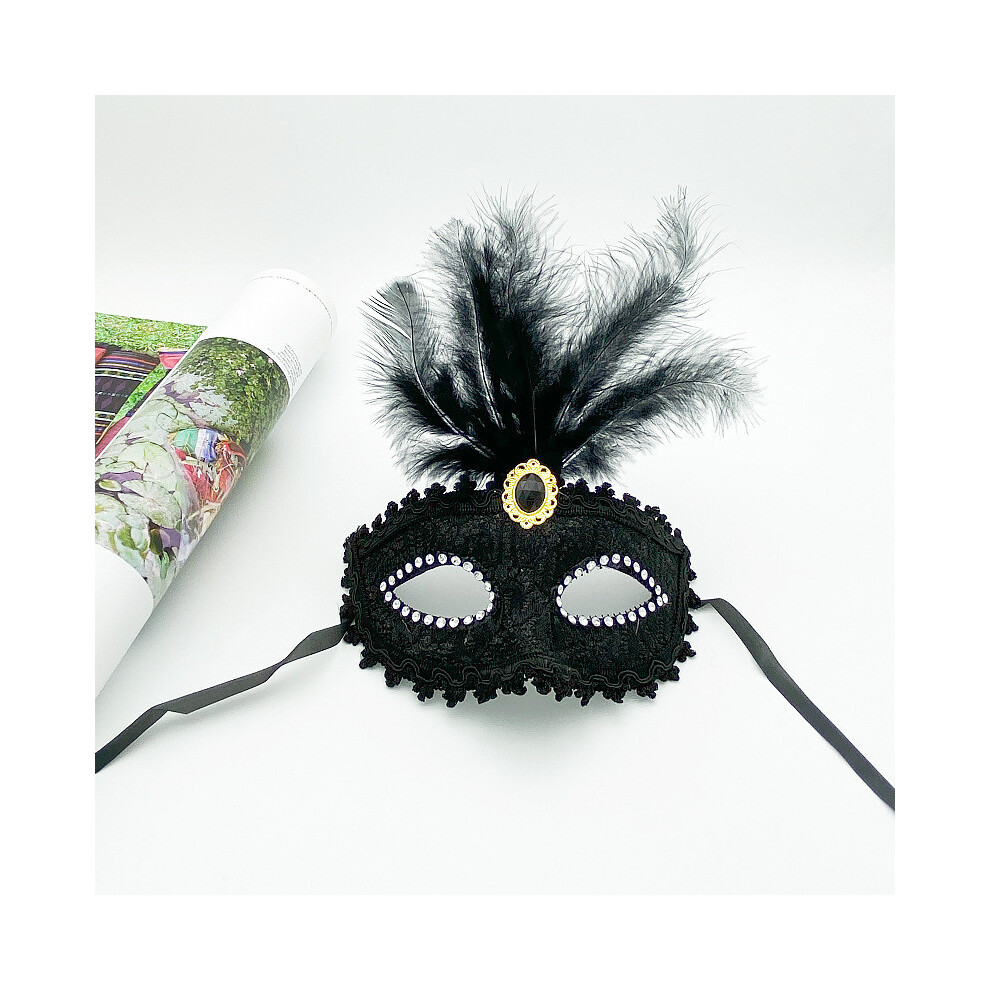 (Black) Feather Mask Princess Suitable For Halloween Decoration Costume Party And-image-OPC-PHPPFWJ-NEW