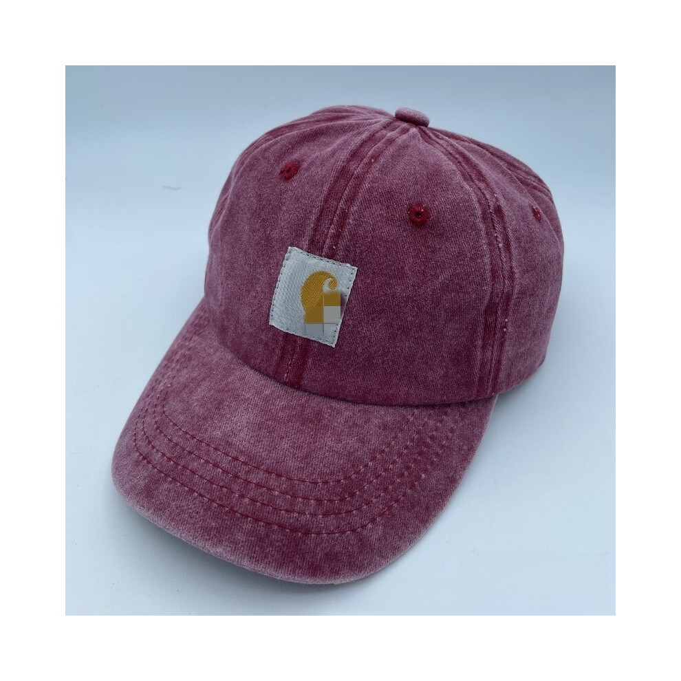 (Wine Red) Wash Letter Sticker Vintage Peaked Cap Cotton Baseball Cap Wear For Casual-image-OPC-PHPPH62-NEW