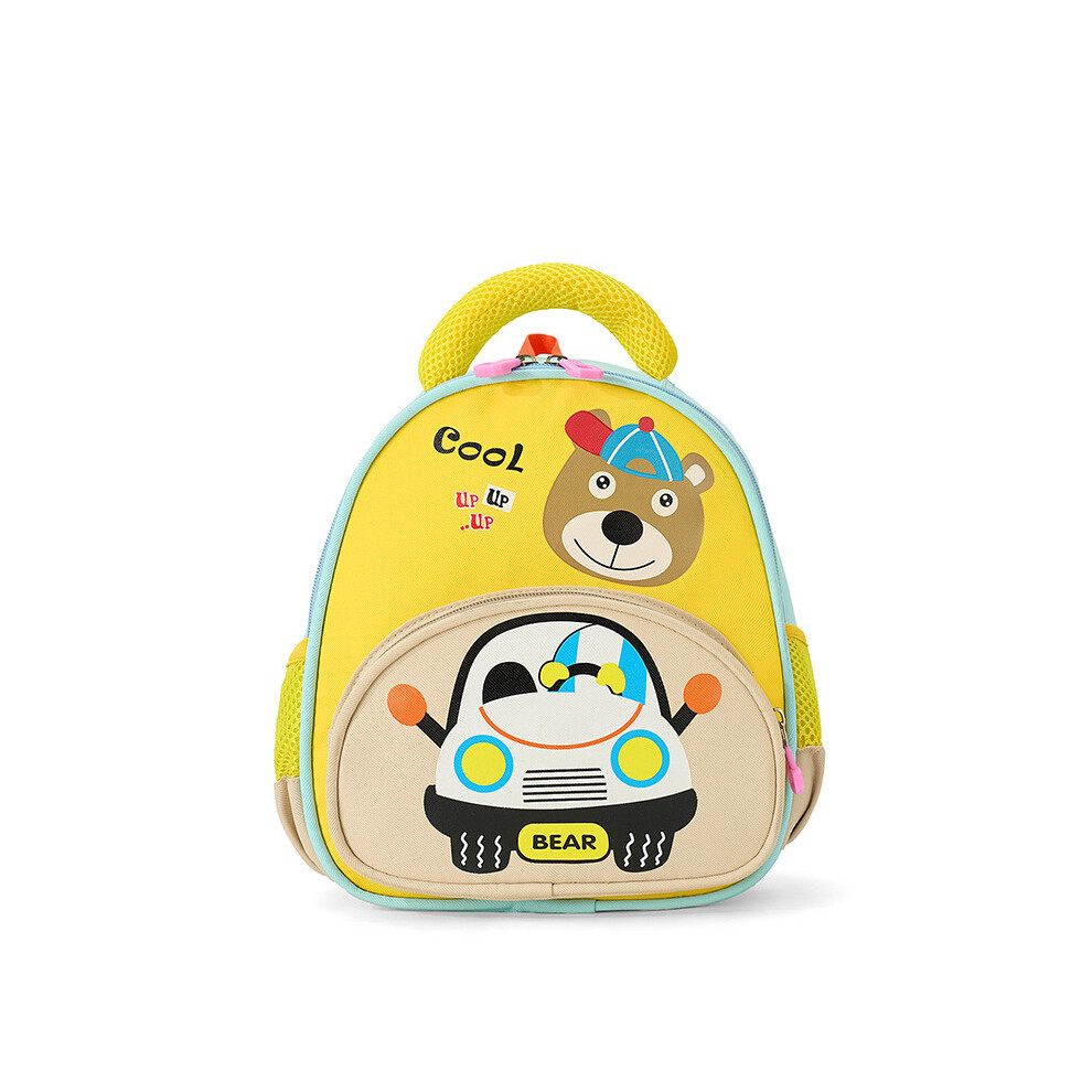 (Beige) Cute Cartoon Panda Car Pattern Children Backpack For Outing And Kindergarten-image-OPC-PHPPKBG-NEW