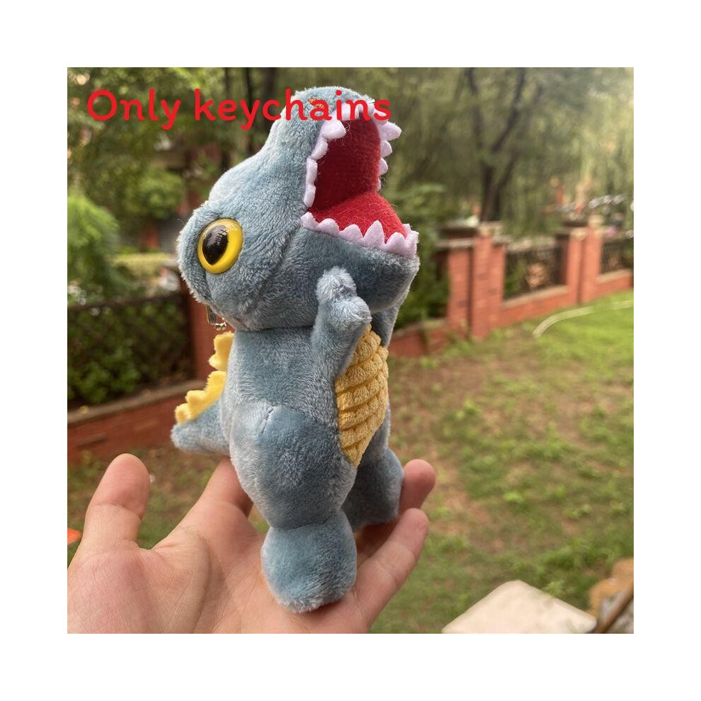 (Light Trex) Rex Dinosaur T Plush Key Holder With Embroidery Design For Bag Gifts And Decor Blue