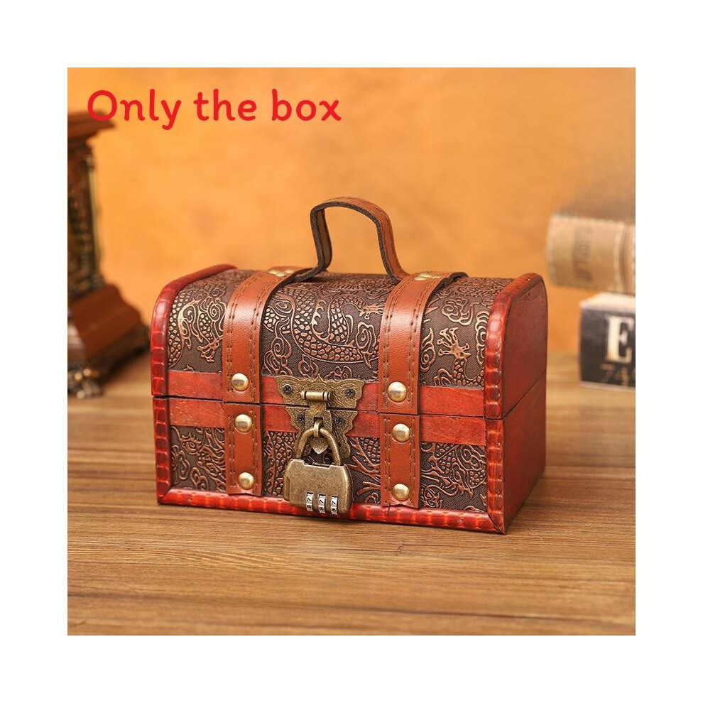 (Combination Lock Small) Retro Pattern Dragon Wooden Storage Box With Metal Lock Desktop Storage For-image-OPC-PHPPRDD-NEW