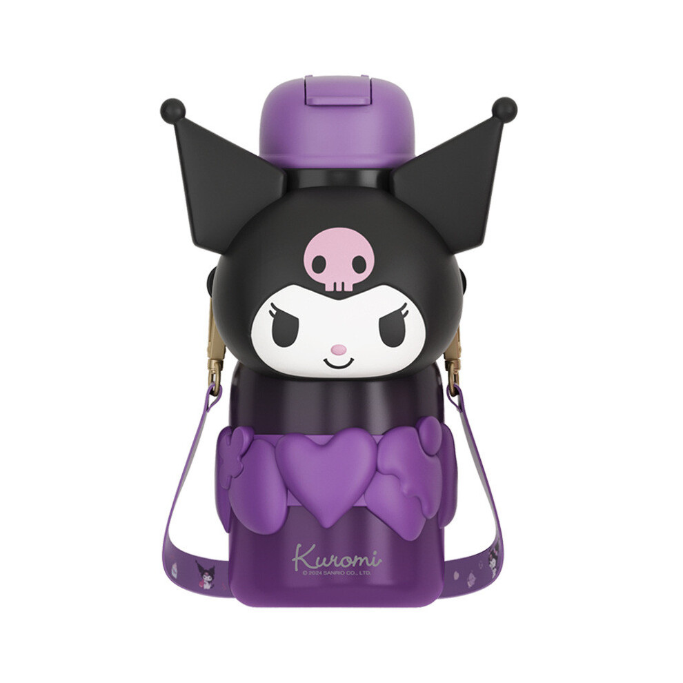 (Plastic Kuromi) Kids Sanrio Kuromi Thermos Cup With Leakproof Straw For School And Gifts Holiday