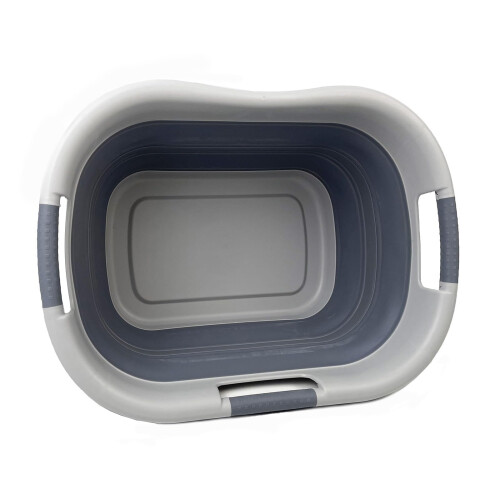 Nordix Opvouwbare Wasmand Prullenbak Laundry Basket 35 Liter Met Deksel Afvalbak Kunststof Grijs