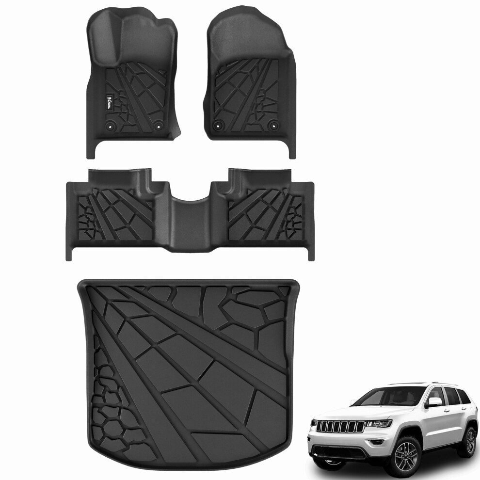 Floor Mats & Cargo Liner Fit For 2016-2021 Jeep Grand Cherokee / 2022 Jeep Grand Cherokee Wk2 5-Seater Tpe Rubber Floor Liners Trunk Mats For Grand C 644197986893