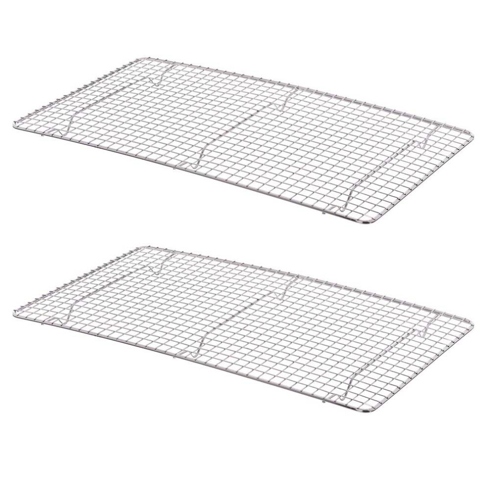 Truecraftware-Zestaw 2 Pelnowymiarowych Prostokatnych Chromowanych Misek Z Druciana Ruszt 10 """" X 18 """"-Pelny Rozmiar Arkusza Ciastek Cake Cake D-image
