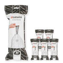 Brabantia PerfectFit Müllbeutel (Größe M/60 L) Dicke Müllbeutel mit Zugband (120 Beutel)