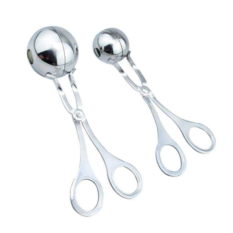 Leefone 2 Pezzi In Acciaio Inox Per Polpette, Pinze Per Polpette, Cucchiaio Per Polpette, Utensile Da Cucina Per Torte, Gelati, Meloni E Frutta,-image