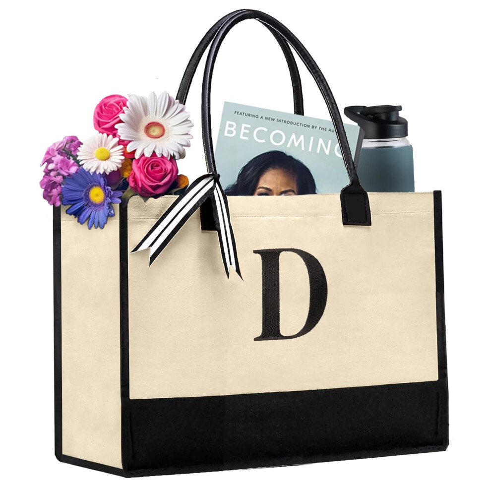Sac fourre-tout personnalis    en toile 100 % coton Salt Earth pour femme, grand sac utilitaire monogramm    pour la plage, les voyages, les courses,