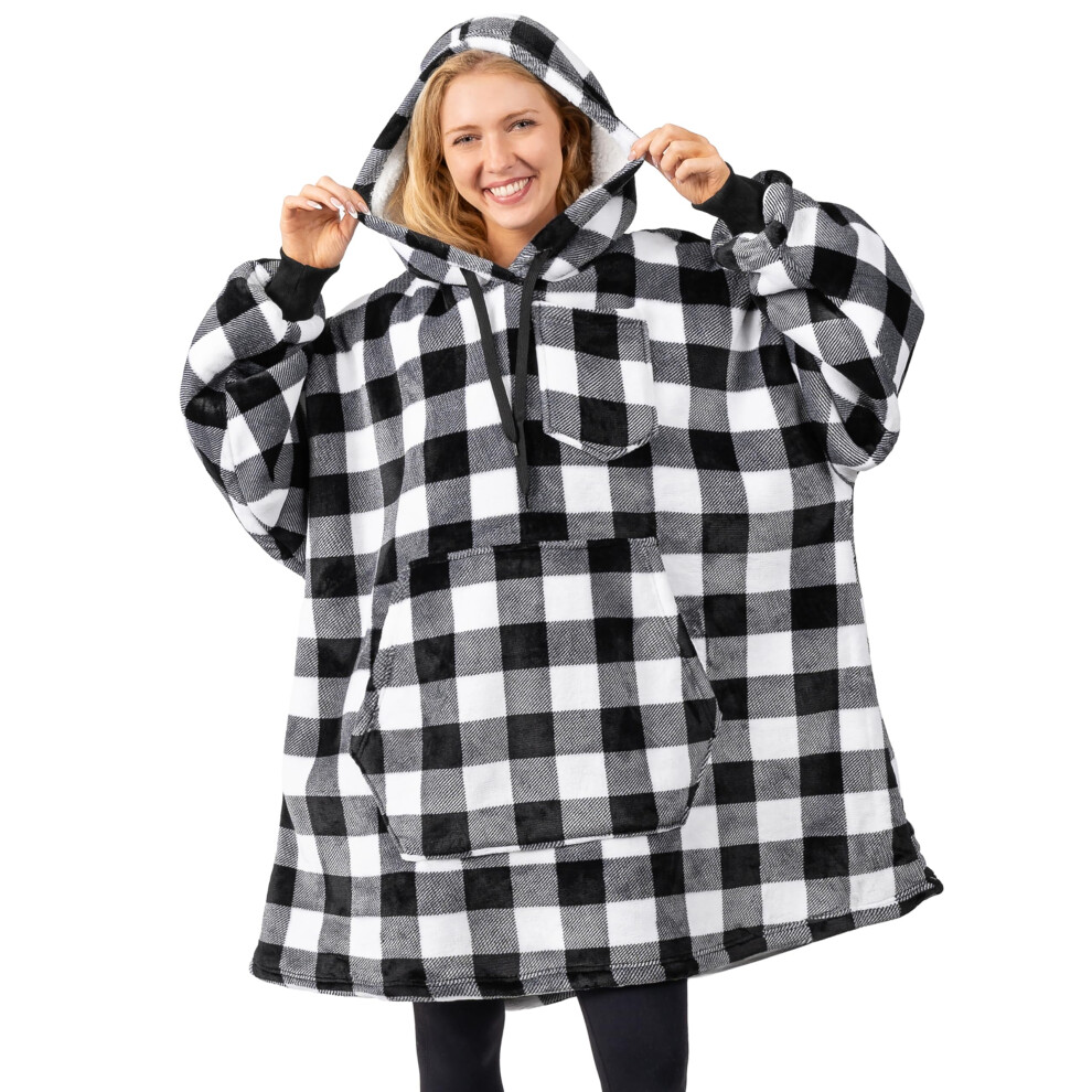 PAVILIA Couverture     capuche pour femme, couverture portable en sherpa blanc, sweat-shirt surdimensionn    et confortable pour homme, couverture po
