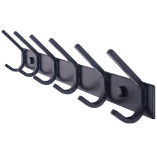 WEBI Kapstok Wandmontage 17-1/8 Inch Haken voor het ophangen van jassen Robuuste metalen haakrail met 6 dubbele dubbele haken Hanger Wandmontage voor
