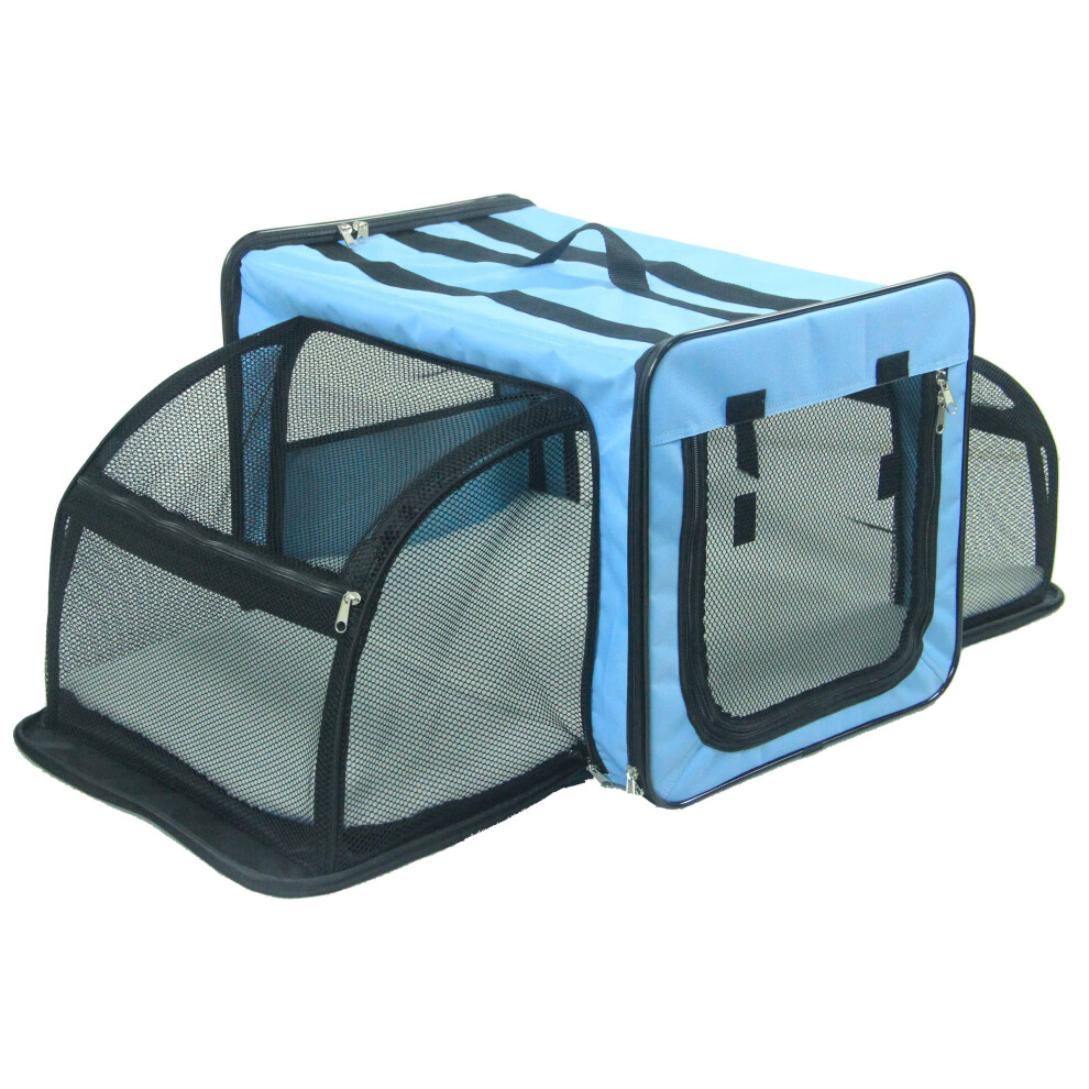 Cage de transport extensible double face pour chien Pet Life - Cage pliable et l   g   re pour animaux de compagnie avec triple espace d'extension