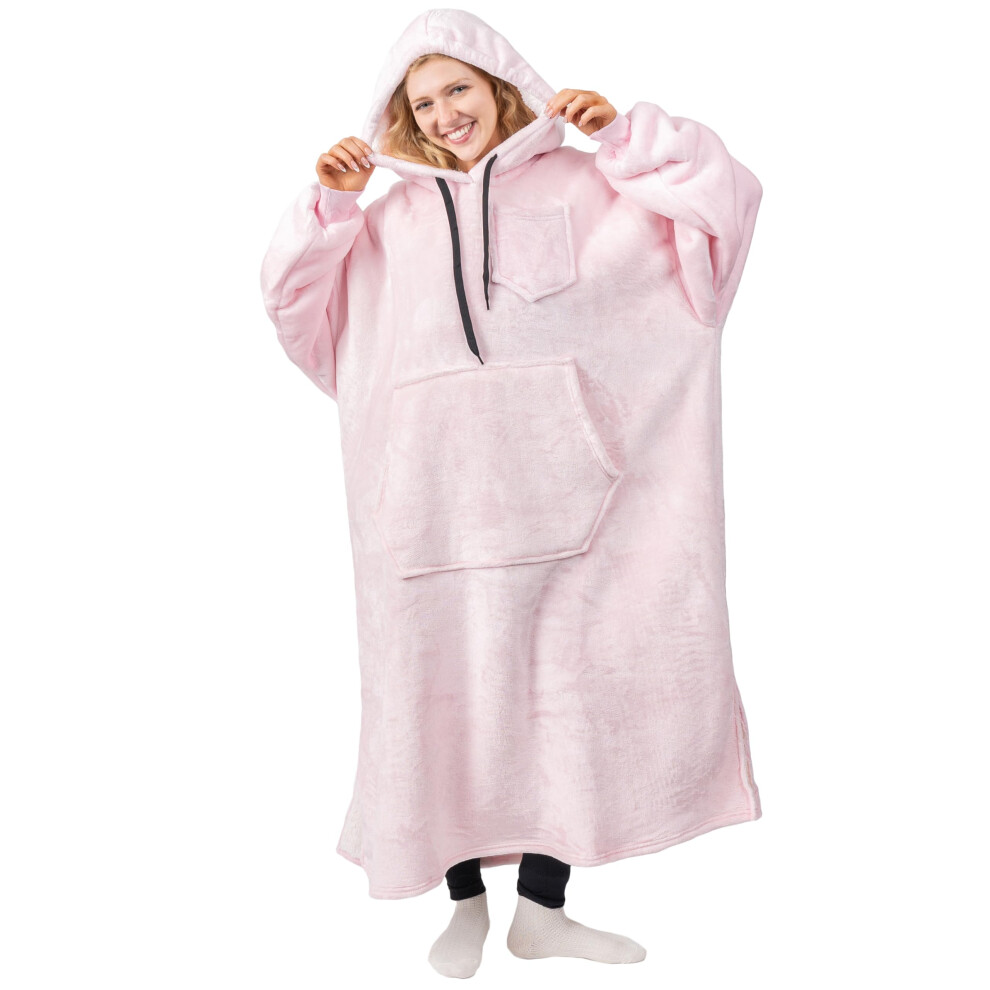 PAVILIA Couverture     capuche pour femme Rose Sherpa Couverture portable Homme Sweat-shirt surdimensionn    confortable Couverture polaire chaude Pu