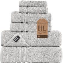 Prosoape de baie de la lenjerie Hawmam Silver cu 6 buca?i Set pentru baie Original Bumbac turcesc Absorbent moale ?i Premium 2 Prosoape de baie 2