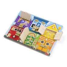 Melissa & Doug Wooden Latches Board Sensory Activity Toy For Kids Doors And Locks Toy Wooden Busy Board Toddler Toys For Ages 3+
