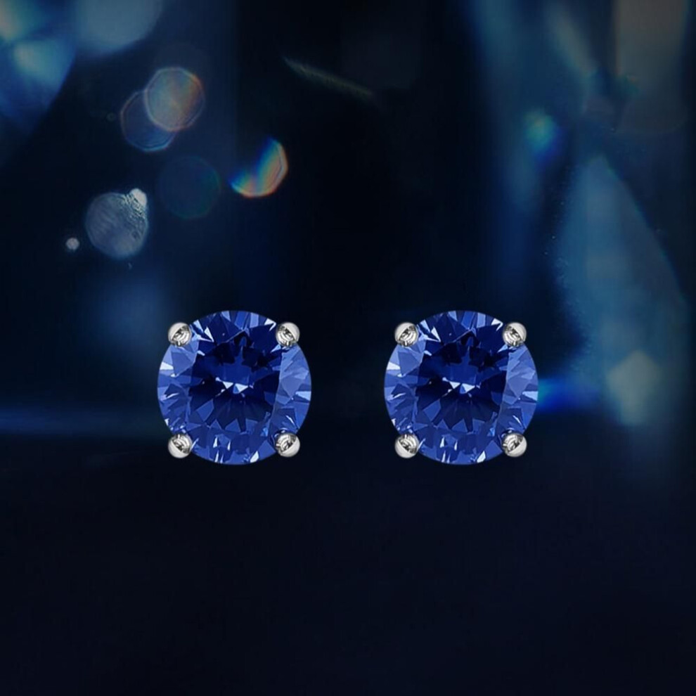 Tanzanite Stud Earrings Jewelry Womens Silver 6mm Round Earrings