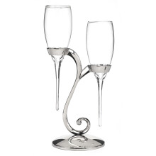 Hortense B. Hewitt regndr?beformede champagneristefl?jter med s?lvfarvet hvirvelstativ S?lv