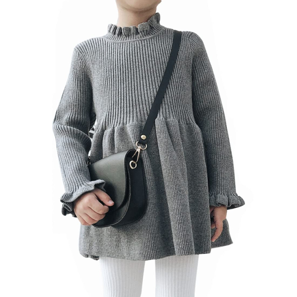 Simplee Kids Robe pull     manches longues et barboteuse pour petite fille en tricot c   tel    gris pour 6 mois