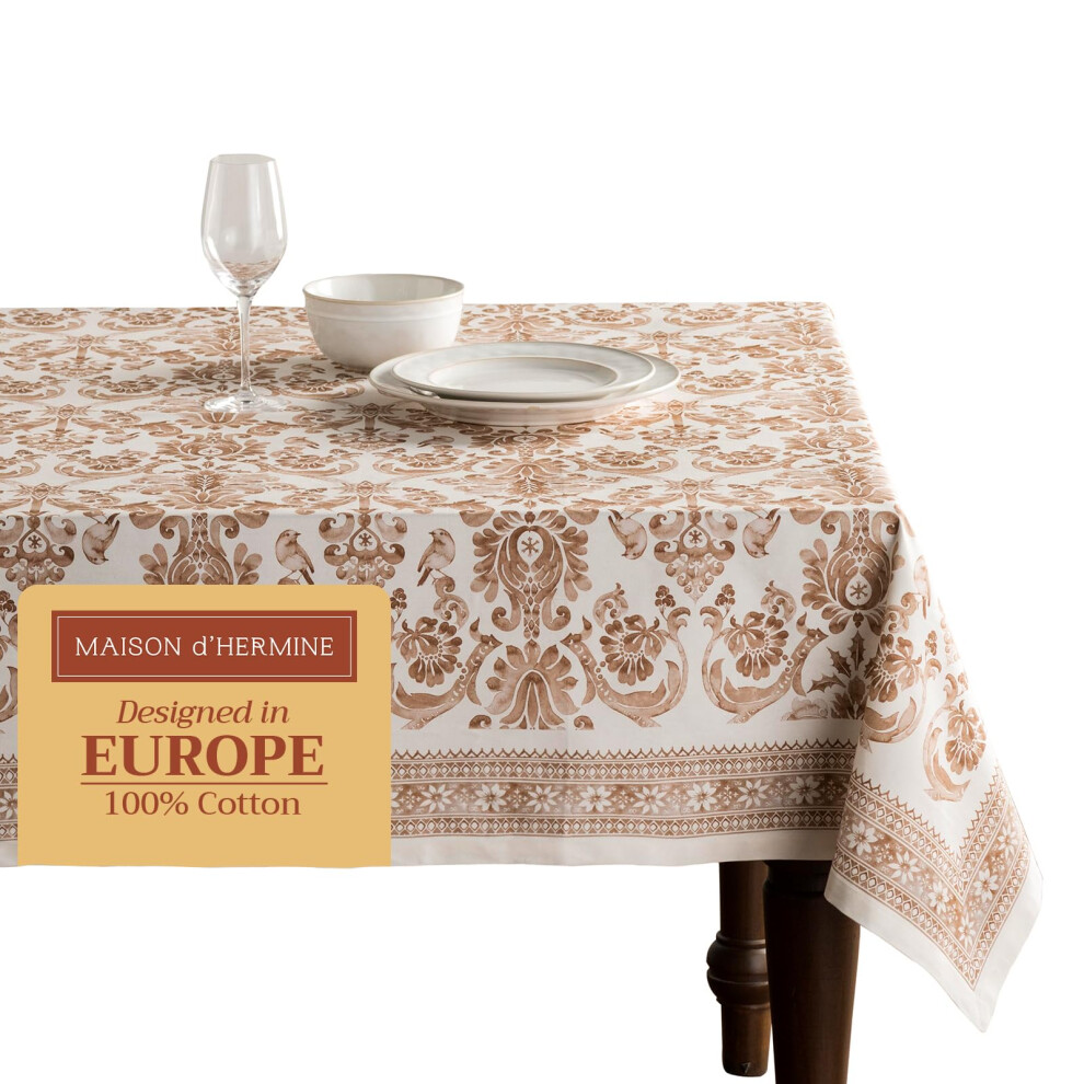 Nappe Rectangulaire 100 % Coton Maison D'hermine - 152 X 304 Cm - Lavable - Id Ale Pour Thanksgiving Et No L - Collection Allure-image