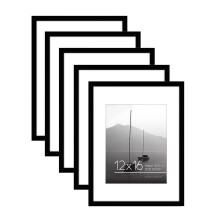 Americanflat 12x16 Picture Frame with Polished Plexiglass - Set of 5 - Use as 8.5x11 Frame with Mat or 12x16 Frame Without Mat - Galleria Collect