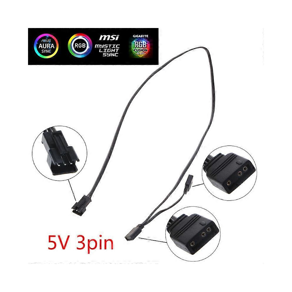 (As Show, One Size) Argb Control 5V 3Pin Extension Cable Adapter For Aura As-Us/Msi Motherboard 5022093390818