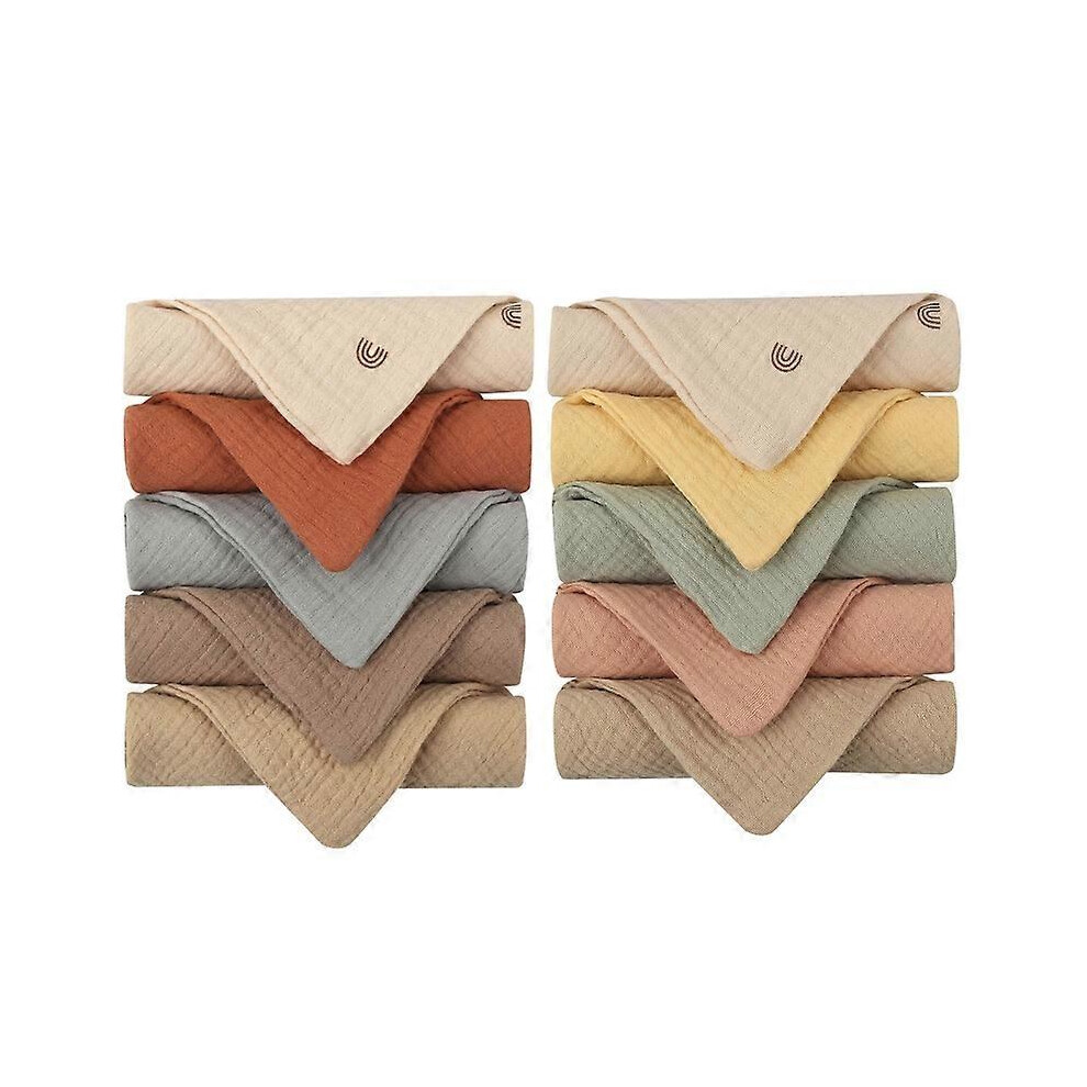 (2, One Size) 10 Pcs Baby Face Cloth Soft Absorbent Gauze Saliva Towel Bib Bath Towel Cotton Burp Cloth Handkerchief Kindergarten Washcloth Furtalk