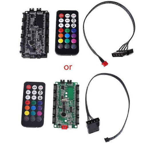 (As show, One size) Adjustable Music Computer PC RGB Cooling Fan Controller Control Panel for CPU+IR Remote Control Heat Sink Accessories