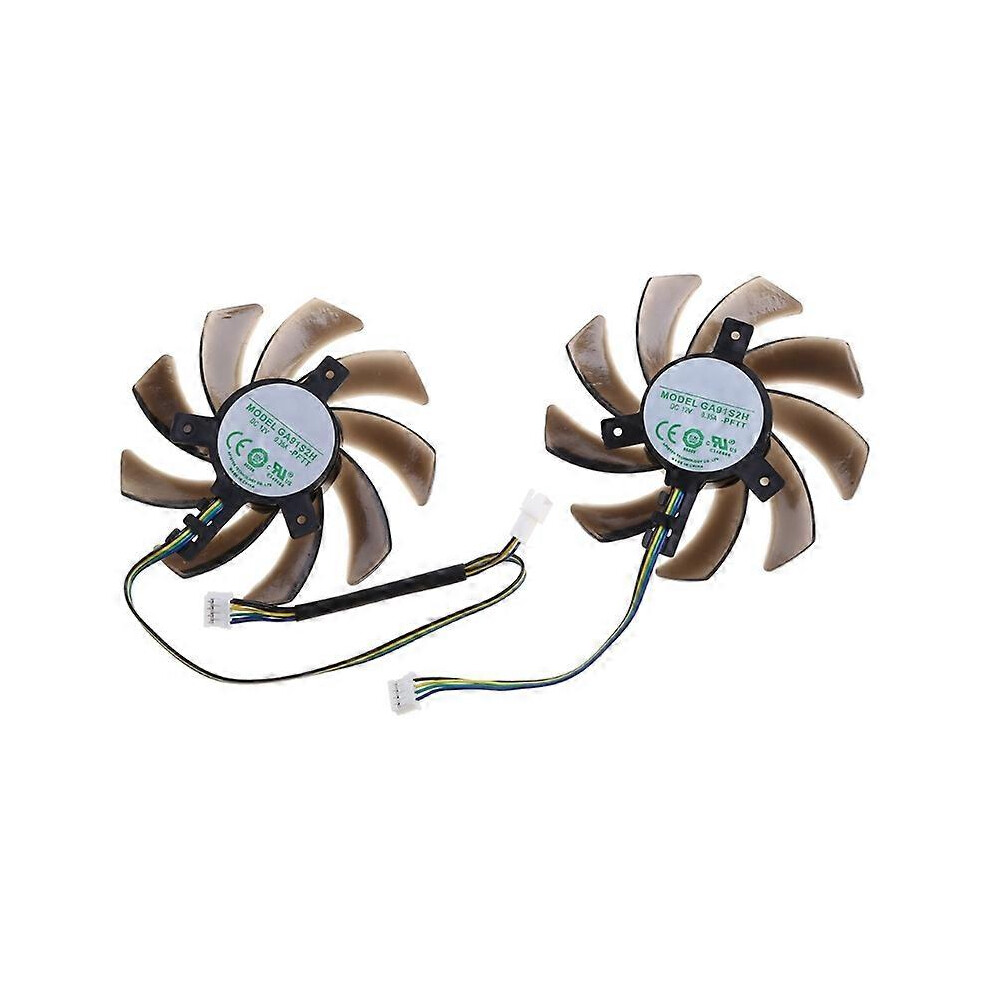 (As Show, One Size) 2Pcs 85Mm 4Pin 12V 0.35A Vga Fan Graphics Card Cooling Fan For Maxsun Gtx1060 5021564591754