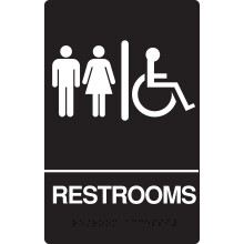 Hy-ko Products DB-5 Handicap de toaleta Accesable unisex ADA Braille 6 n x 9 n semnul 805251 Alb/negru