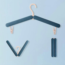 (As show, One size) Travel Foldable Hangers, Foldable Hangers, [3 Pieces] Travel Hangers, Portable Travel Hangers with 2 Clips, Space Saving, for Home, Hotel, Travel-Blue