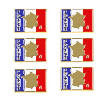 (As show, One size) (C)6 pieces rustic enamel pins French flag lapel pins French brooch metal patriotic badge French souvenirs